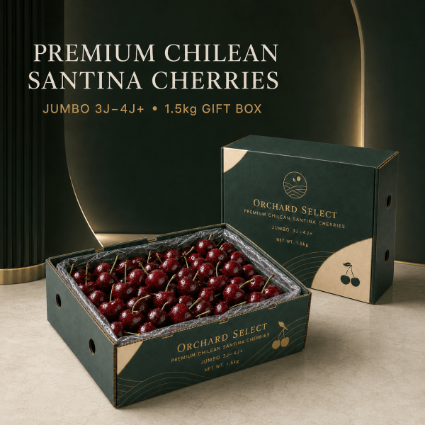 Chilean Santina Cherries 1.5kg Gift Box | Jumbo 3J–4J+ | Crisp, Sweet & Juicy